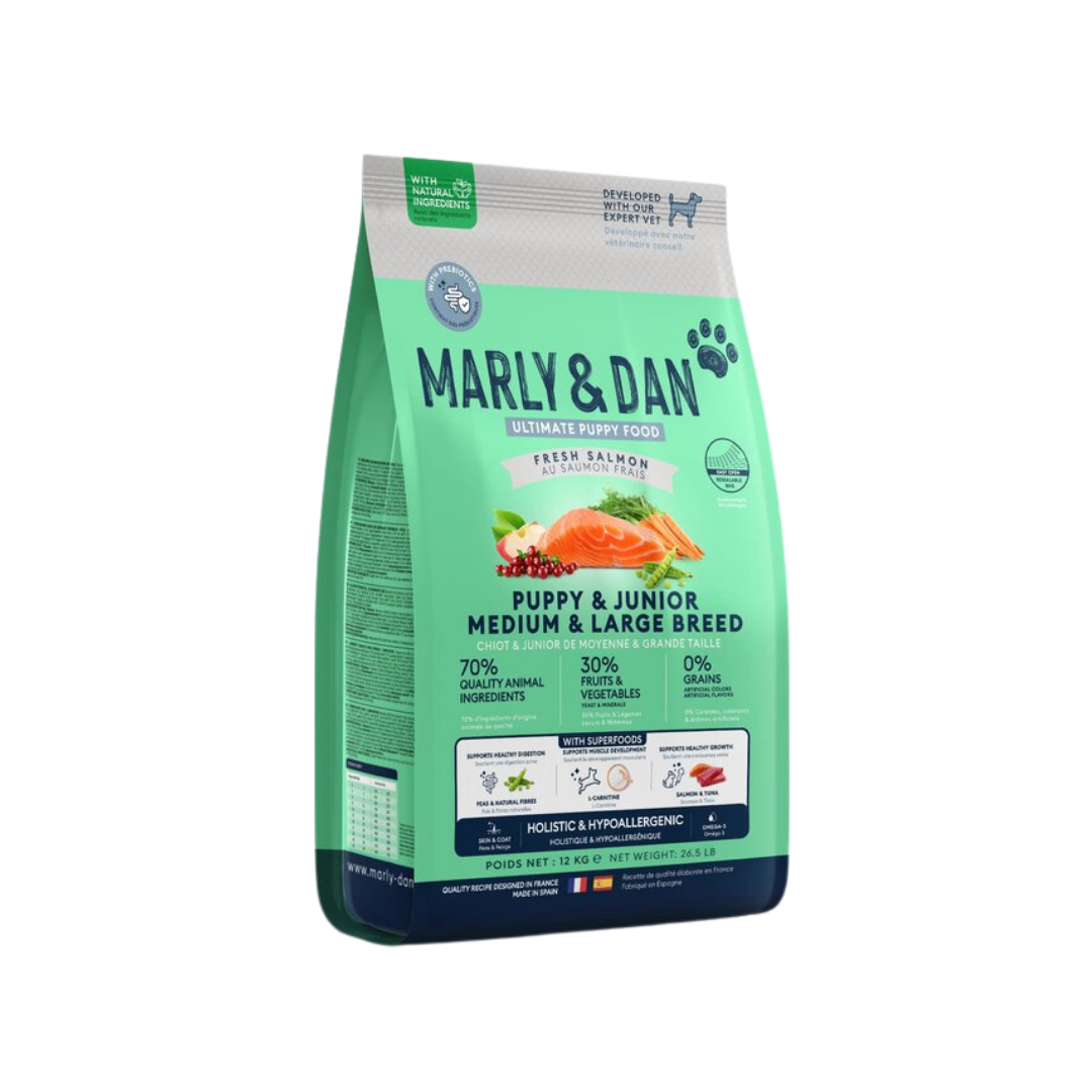 Marly & Dan - Croquettes Puppy & Junior Medium/Large au Saumon