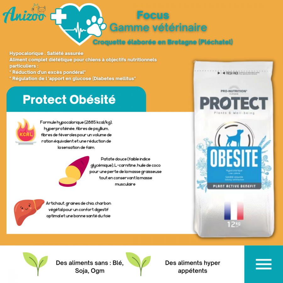 Pro-Nutrition Protect Obésité chien, gamme vétérinaire