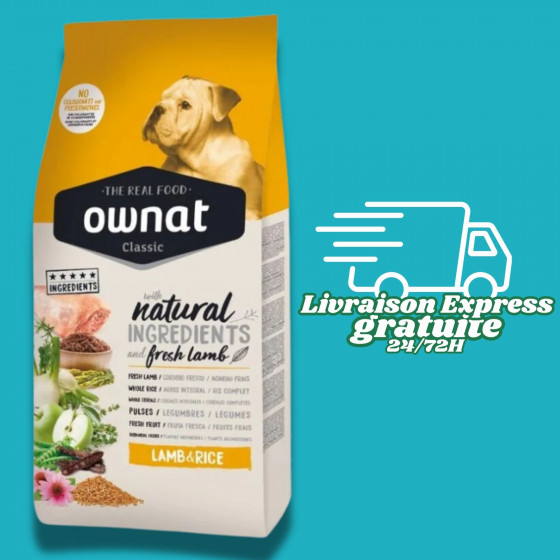 Ownat Adulte Classic Agneau et Riz - 12KG