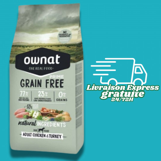 Ownat Prime Adulte Poulet et Dinde - 12KG