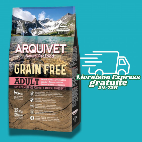 Arquivet - Adulte Sans céréales Thon et Saumon 12KG