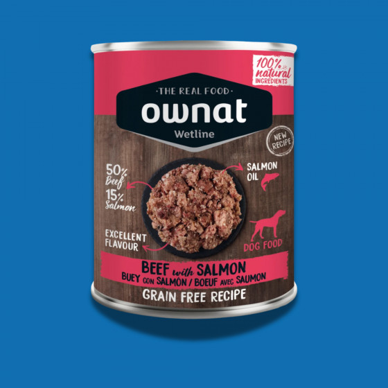 Pâtée pour Chien Ownat Bœuf & Saumon – Naturelle & Sans Céréales