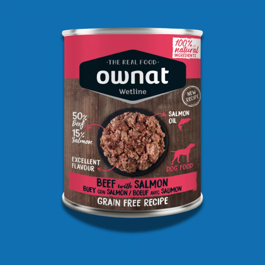 Pâtée pour Chien Ownat Bœuf & Saumon – Naturelle & Sans Céréales