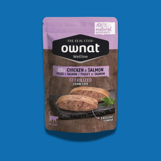 Pâtée pour Chat Stérilisé Ownat Poulet & Saumon – Naturelle & Allégée