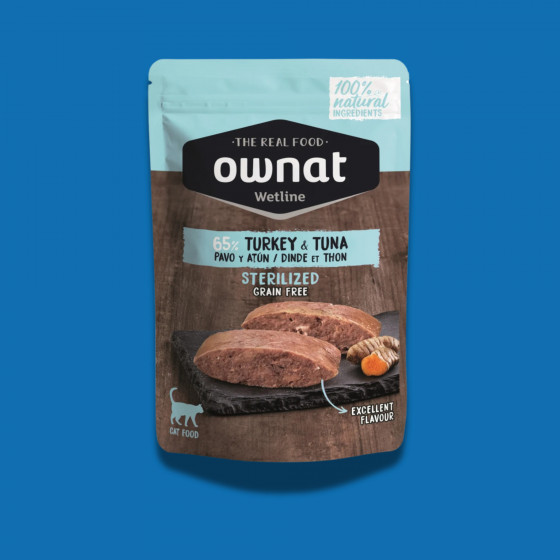 Pâtée pour Chat Stérilisé Ownat Dinde & Thon – Naturelle & Allégée
