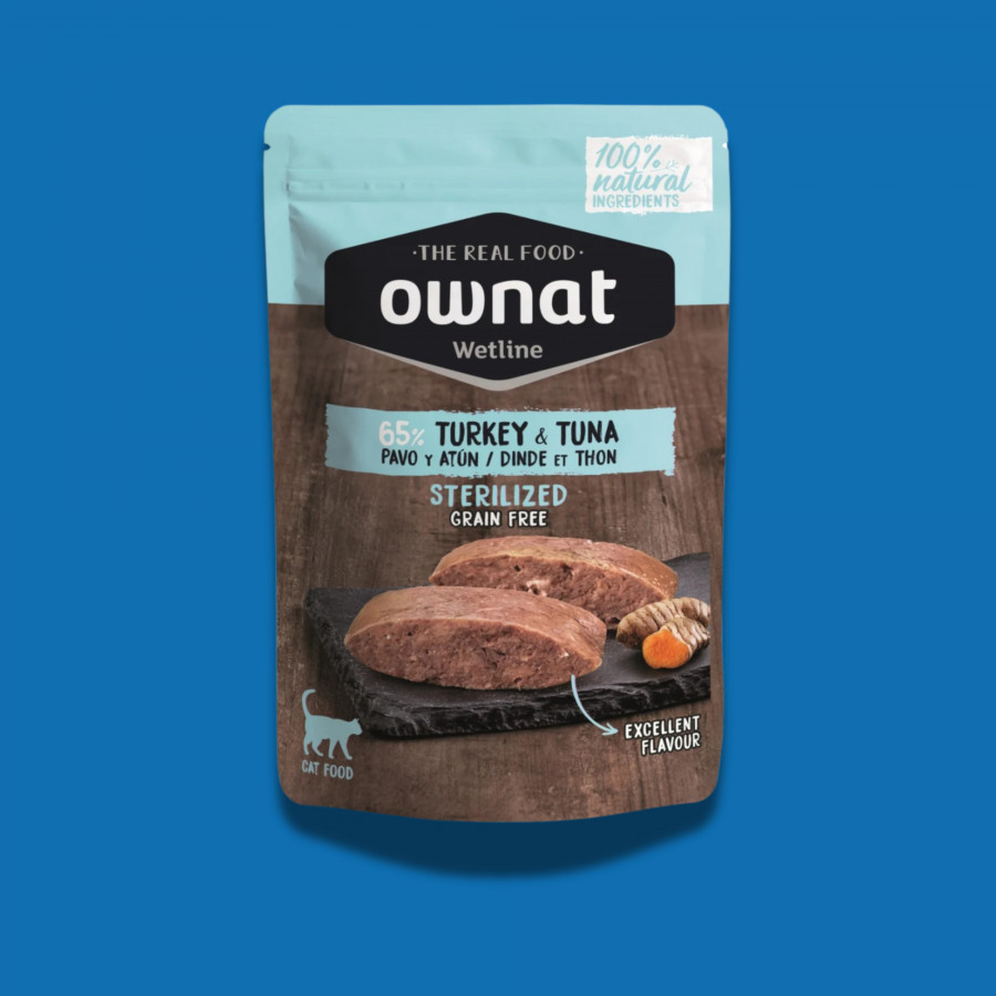 Pâtée pour Chat Stérilisé Ownat Dinde & Thon – Naturelle & Allégée