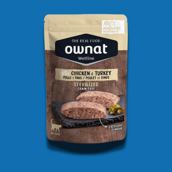 Pâtée pour Chat Stérilisé Ownat Poulet & Dinde – Naturelle & Allégée