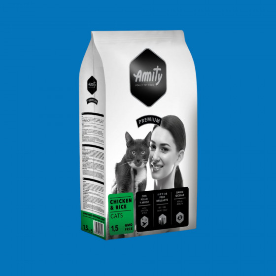 Croquettes chat adulte poulet – Amity Premium