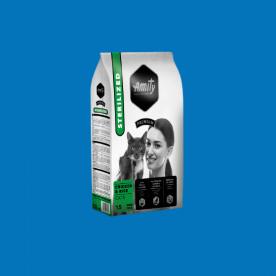 Croquettes chat stérilisé poulet – Amity Premium