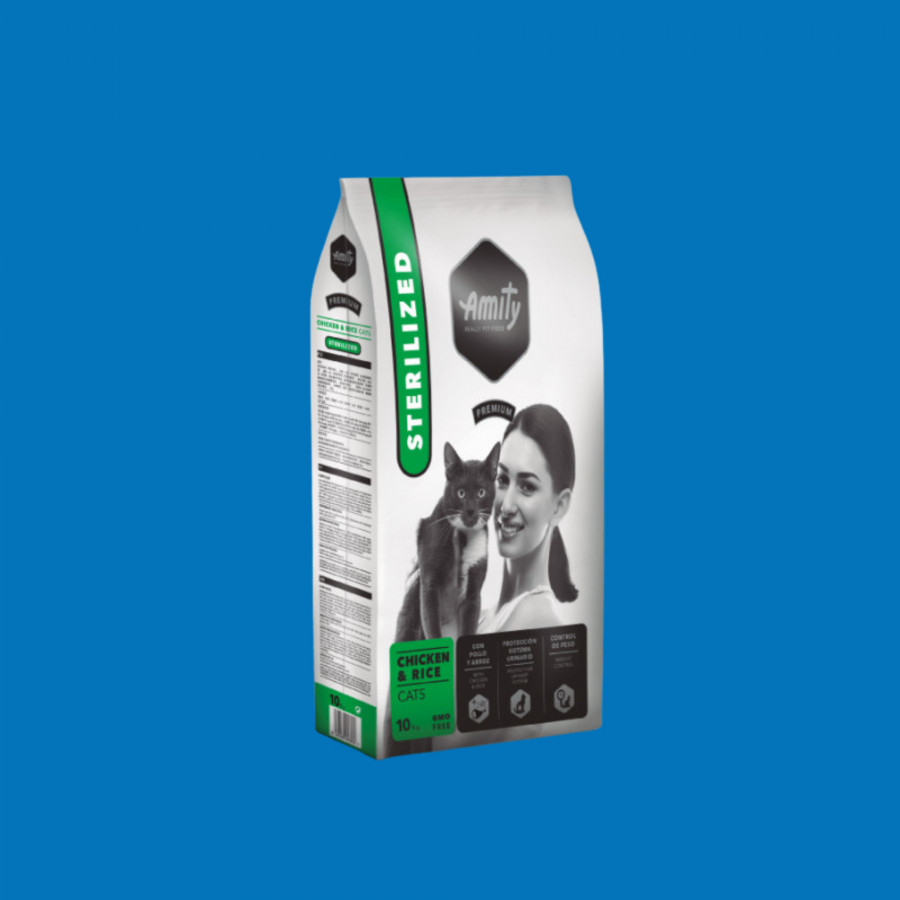 Croquettes chat stérilisé poulet – Amity Premium
