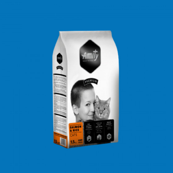 Croquettes chat saumon 1,5 kg – Amity Premium