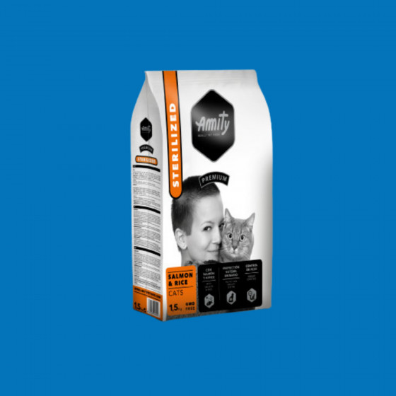 Croquettes chat stérilisé saumon – Amity Premium