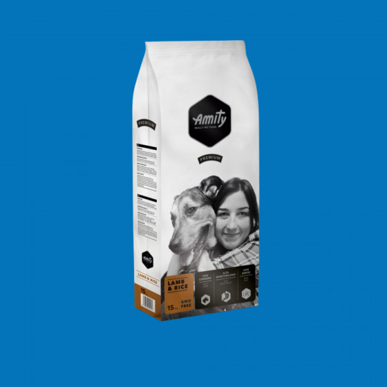 Croquettes chien agneau & riz – Amity Premium