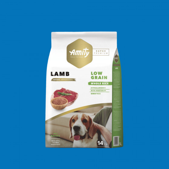 Croquettes chien adulte agneau 14 kg – Amity Super Premium