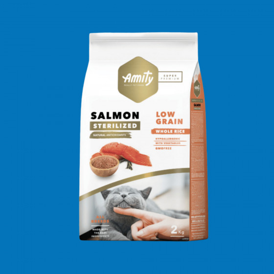 Croquettes chat stérilisé saumon – Amity Super Premium