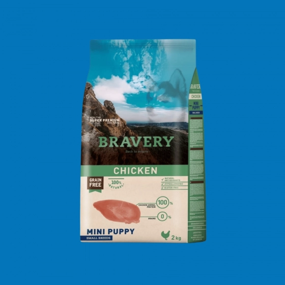 Croquettes chiot mini poulet sans céréales – Bravery