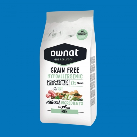 Ownat Hypoallergénique Sans céréales - Porc  12KG