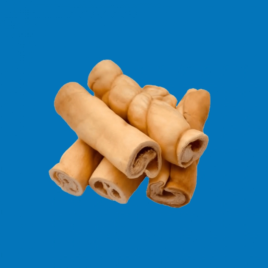 Peau de Tête de Bœuf Roulée 15 cm – Mastication Naturelle Chien