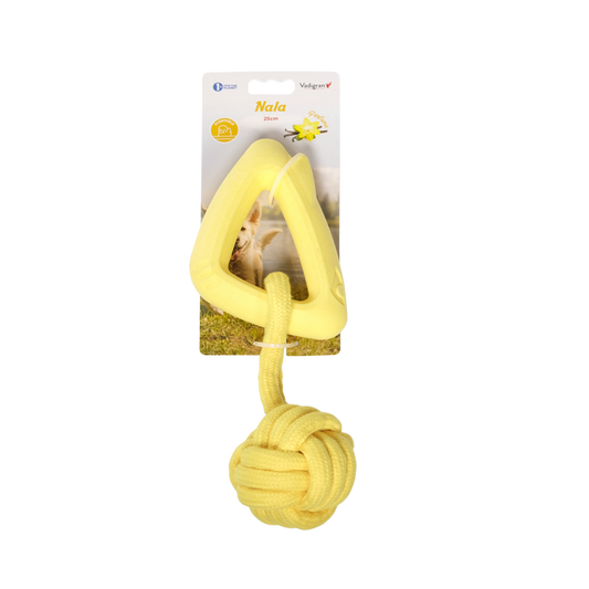 Jouet chien TPR Triangle + corde vanille 25cm