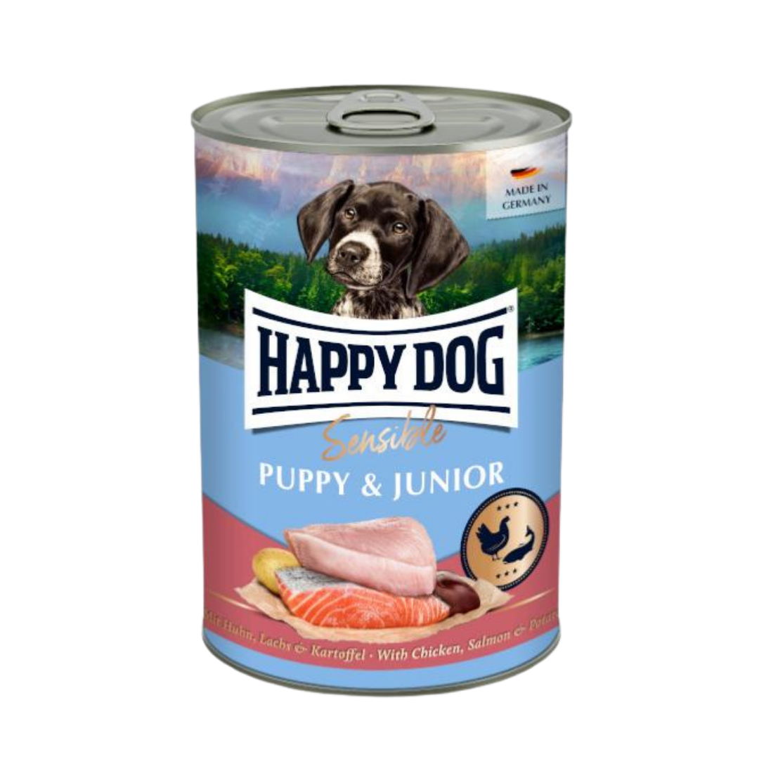 Happy Dog Sensible Puppy & Junior – Volaille et Saumon 400gr