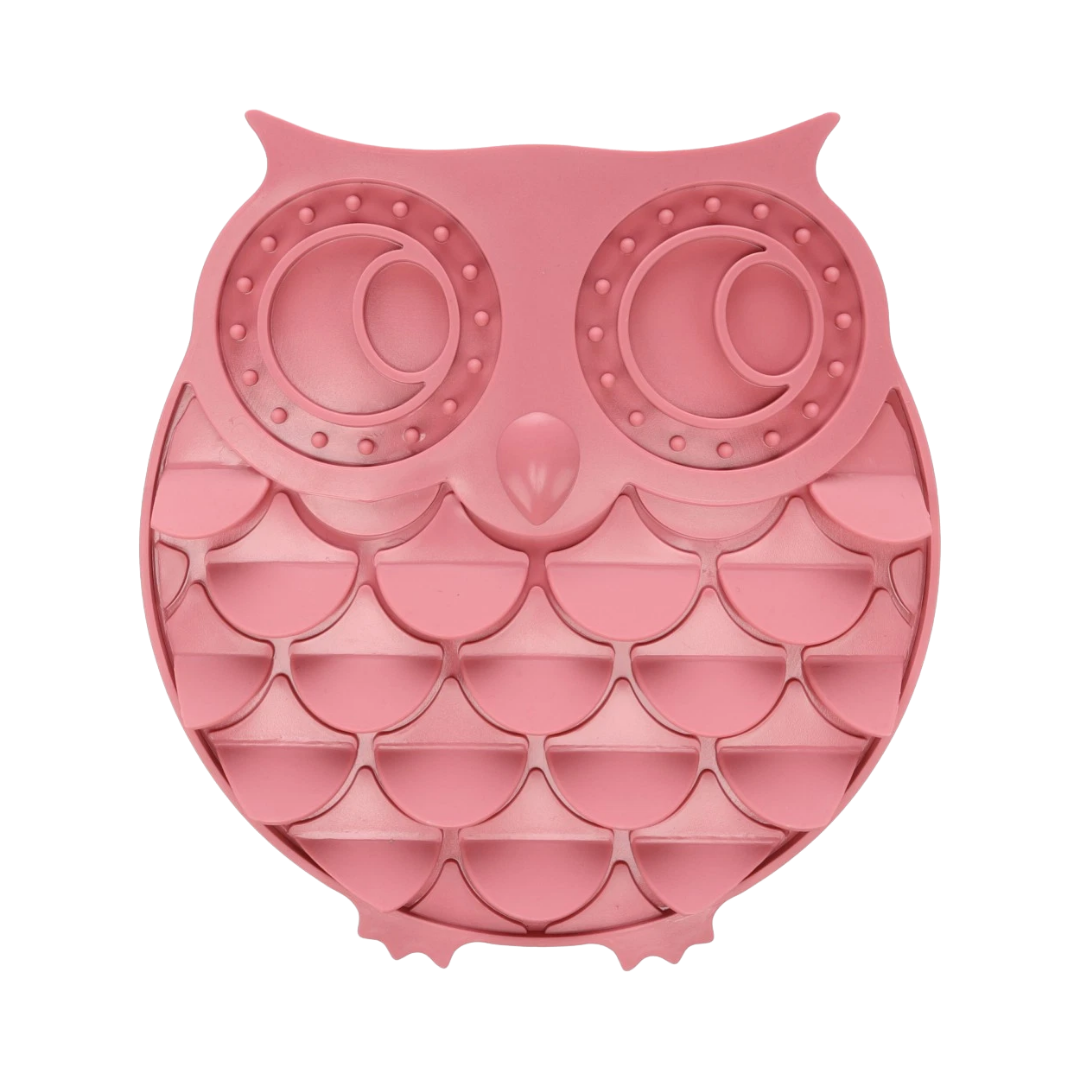 Tapis à lécher Hibou Rose XL