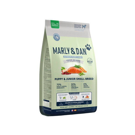 Marly & Dan - Croquettes Puppy & Junior Small Breed au Saumon 1,5kg