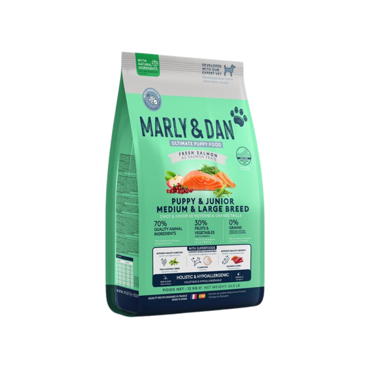 Marly & Dan - Croquettes Puppy & Junior Medium/Large au Saumon